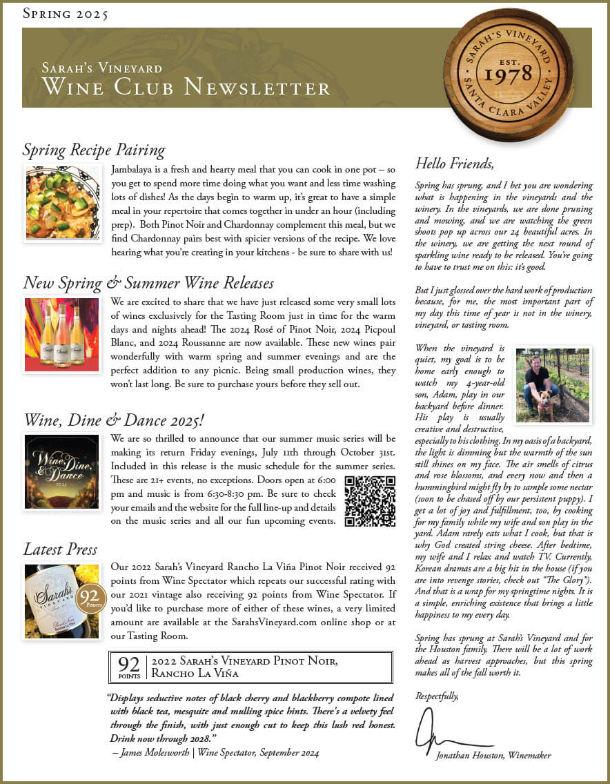Sarah's Vineyard Spring 2025 Newsletter