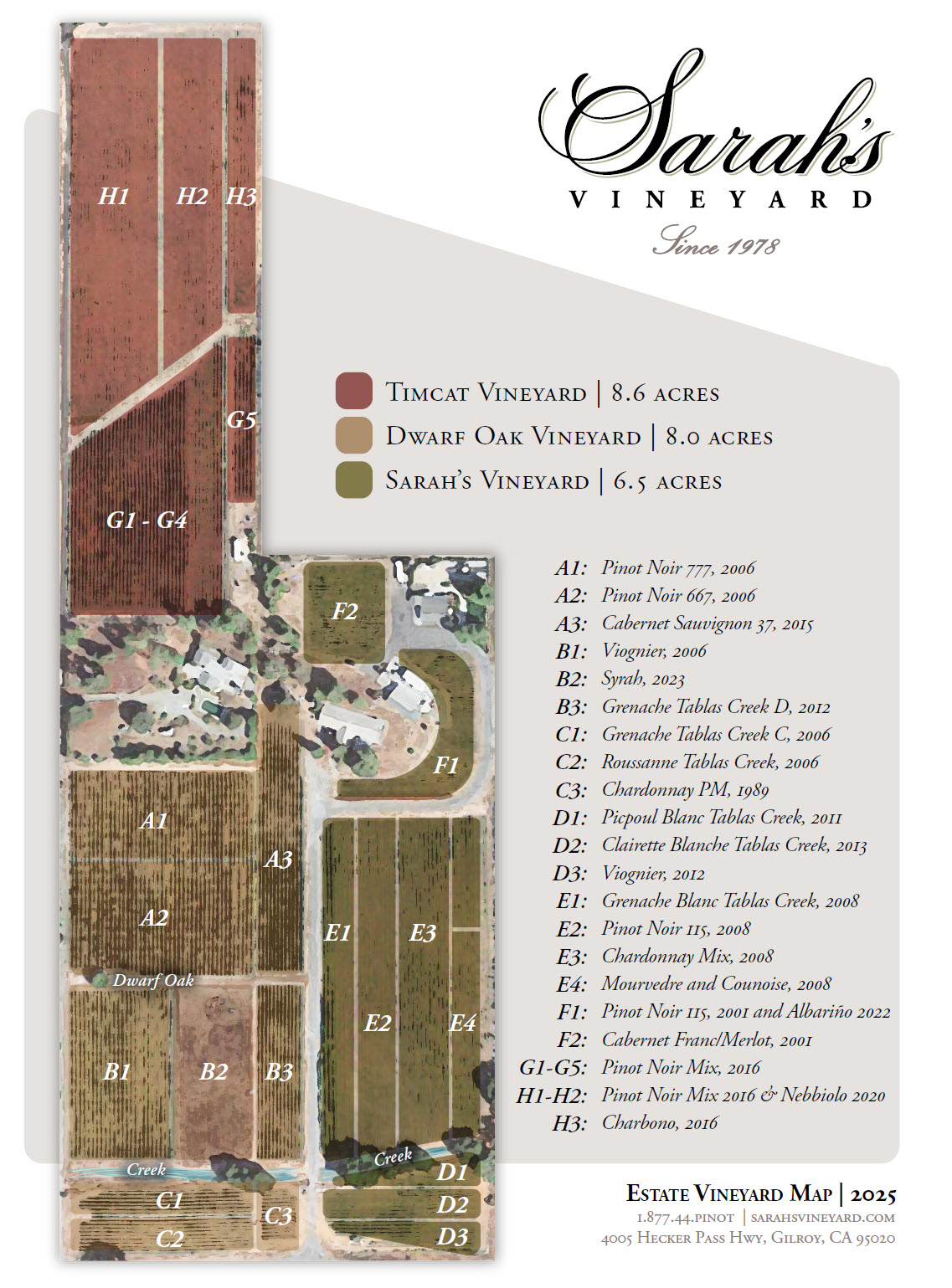 Sarah's Vineyard 2025 Vineyard Map